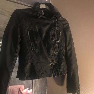 Free People Vegan Leather Jacket Black